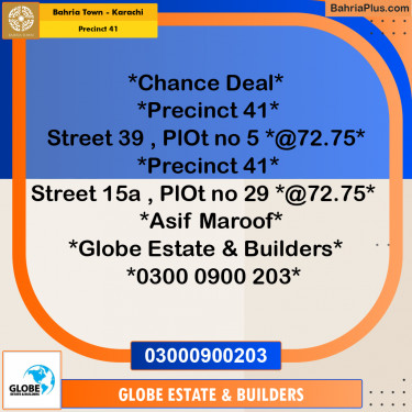 500 Sq. Yards Residential Plot for Sale in Precinct 41 -  Bahria Town, Karachi - (BP-193127)