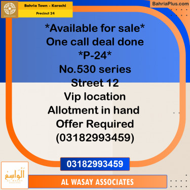 125 Sq. Yards Residential Plot for Sale in Precinct 24 -  Bahria Town, Karachi - (BP-193191)