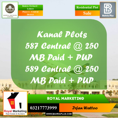 Residential Plot for Sale in Phase 1 - Central District -  Bahria Orchard, Lahore - (BP-193217)