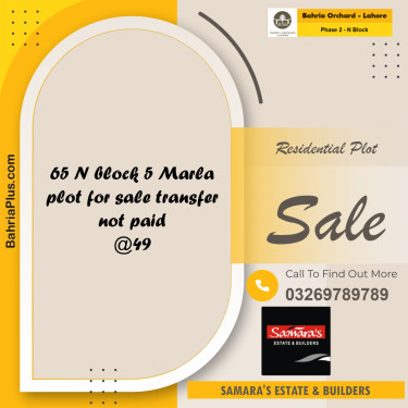 Residential Plot for Sale in Phase 2 - N Block -  Bahria Orchard, Lahore - (BP-193277)