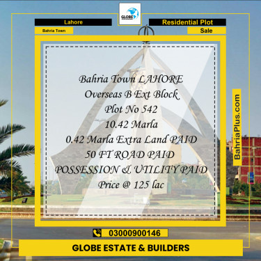 Residential Plot for Sale in Bahria Town, Lahore - (BP-193289)