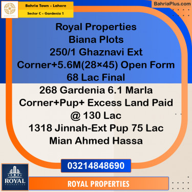 Residential Plot for Sale in Sector C - Gardenia 1 -  Bahria Town, Lahore - (BP-193293)