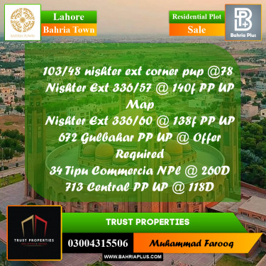Residential Plot for Sale in Bahria Town, Lahore - (BP-193296)