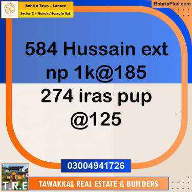 Residential Plot for Sale in Sector C - Nargis/Hussain Ext. -  Bahria Town, Lahore - (BP-193331)