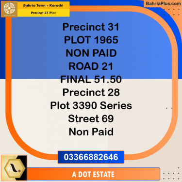 Residential Plot for Sale in Precinct 31 Plot -  Bahria Town, Karachi - (BP-193381)