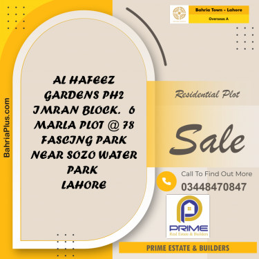 Residential Plot for Sale in Overseas A -  Bahria Town, Lahore - (BP-193454)