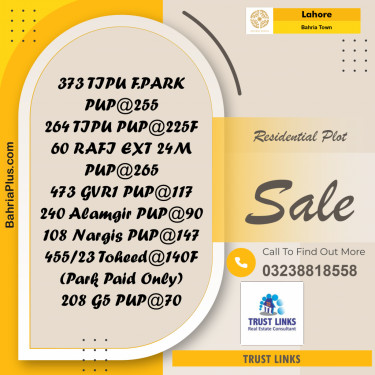 Residential Plot for Sale in Bahria Town, Lahore - (BP-193492)