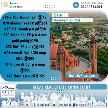 Residential Plot for Sale in Bahria Town, Lahore - (BP-193538)