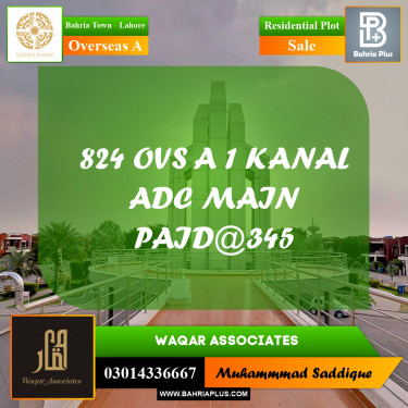 Residential Plot for Sale in Overseas A -  Bahria Town, Lahore - (BP-193599)