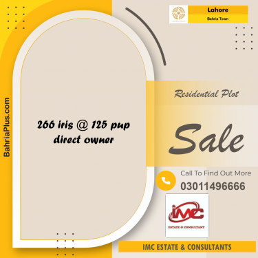 Residential Plot for Sale in Bahria Town, Lahore - (BP-193623)
