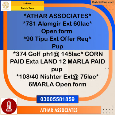 Residential Plot for Sale in Bahria Town, Lahore - (BP-193789)