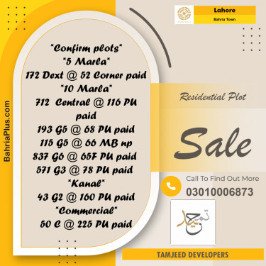 Residential Plot for Sale in Bahria Town, Lahore - (BP-193812)