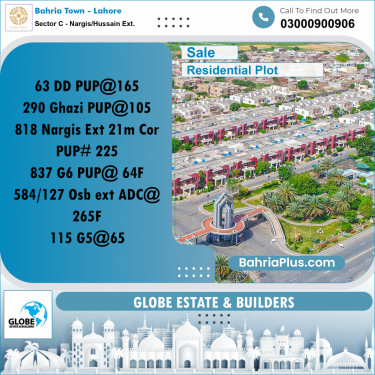 Residential Plot for Sale in Sector C - Nargis/Hussain Ext. -  Bahria Town, Lahore - (BP-193882)