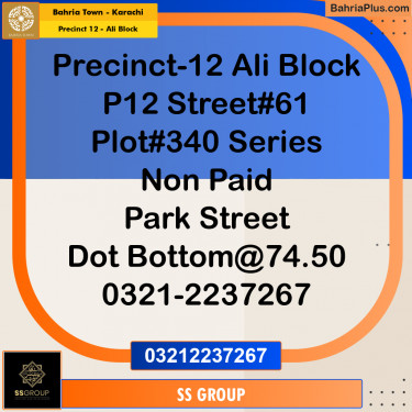 125 Sq. Yards Residential Plot for Sale in Precinct 12 - Ali Block -  Bahria Town, Karachi - (BP-193897)