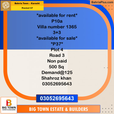 Residential Plot for Sale in Precinct 37 -  Bahria Town, Karachi - (BP-193951)