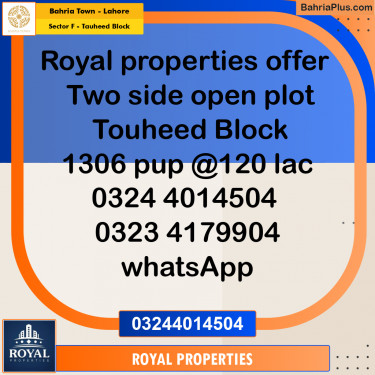 Residential Plot for Sale in Sector F - Tauheed Block -  Bahria Town, Lahore - (BP-193973)