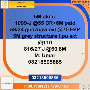 Residential Plot for Sale in Bahria Town, Lahore - (BP-193974)