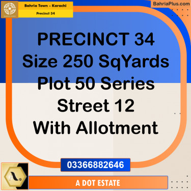 250 Sq. Yards Residential Plot for Sale in Precinct 34 -  Bahria Town, Karachi - (BP-194033)