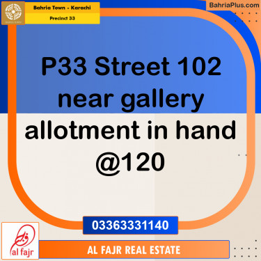 Residential Plot for Sale in Precinct 33 -  Bahria Town, Karachi - (BP-194093)