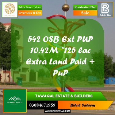Residential Plot for Sale in Overseas B Ext -  Bahria Town, Lahore - (BP-194122)