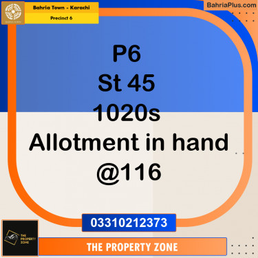 250 Sq. Yards Residential Plot for Sale in Precinct 6 -  Bahria Town, Karachi - (BP-194133)