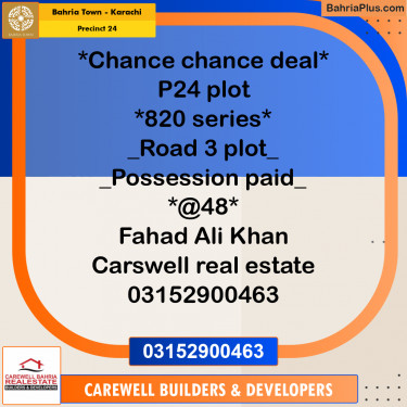 125 Sq. Yards Residential Plot for Sale in Precinct 24 -  Bahria Town, Karachi - (BP-194204)