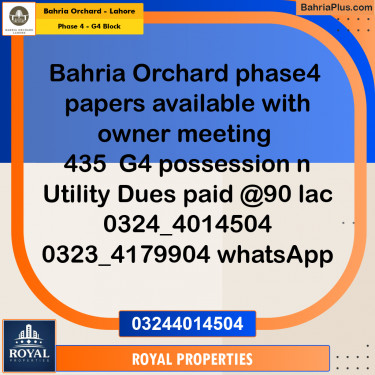 Residential Plot for Sale in Phase 4 - G4 Block -  Bahria Orchard, Lahore - (BP-194236)