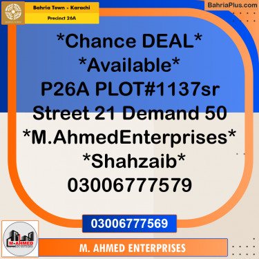 125 Sq. Yards Residential Plot for Sale in Precinct 26A -  Bahria Town, Karachi - (BP-194315)