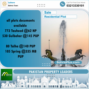 Residential Plot for Sale in Bahria Town, Lahore - (BP-194470)
