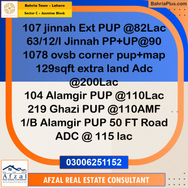 Residential Plot for Sale in Sector C - Jasmine Block -  Bahria Town, Lahore - (BP-194486)
