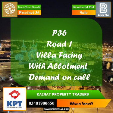 Residential Plot for Sale in Precinct 36 -  Bahria Town, Karachi - (BP-194551)