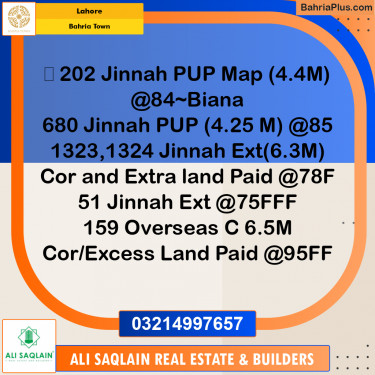 Residential Plot for Sale in Bahria Town, Lahore - (BP-194569)