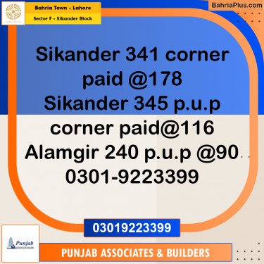 Residential Plot for Sale in Sector F - Sikander Block -  Bahria Town, Lahore - (BP-194617)
