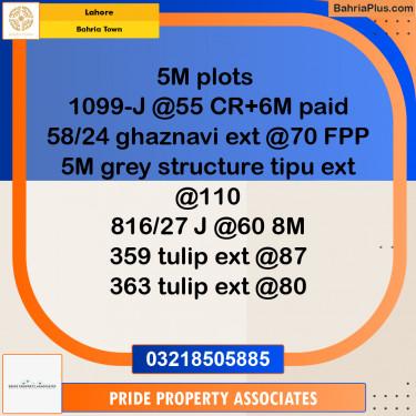 Residential Plot for Sale in Bahria Town, Lahore - (BP-194656)