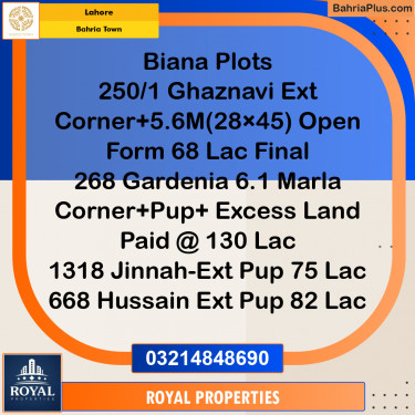Residential Plot for Sale in Bahria Town, Lahore - (BP-194869)
