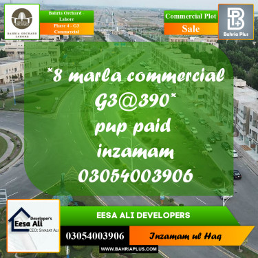Commercial Plot for Sale in Phase 4 - G3 Commercial -  Bahria Orchard, Lahore - (BP-194913)