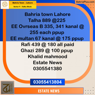 Residential Plot for Sale in Sector F - Talha Block -  Bahria Town, Lahore - (BP-194964)