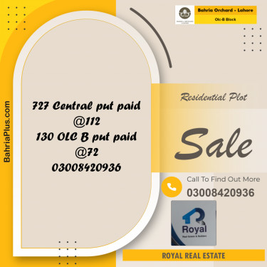 Residential Plot for Sale in OLC-B Block -  Bahria Orchard, Lahore - (BP-195039)