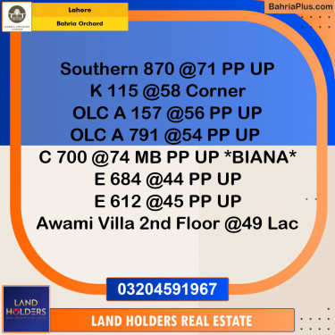 Residential Plot for Sale in Bahria Orchard, Lahore - (BP-195105)