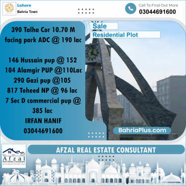 Residential Plot for Sale in Bahria Town, Lahore - (BP-195140)