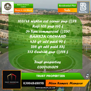 Residential Plot for Sale in Phase 4 - G4 Block -  Bahria Orchard, Lahore - (BP-195149)