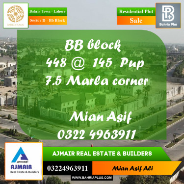 Residential Plot for Sale in Sector D - BB Block -  Bahria Town, Lahore - (BP-195162)
