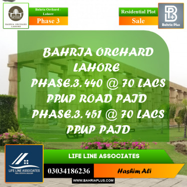 Residential Plot for Sale in Phase 3 -  Bahria Orchard, Lahore - (BP-195186)