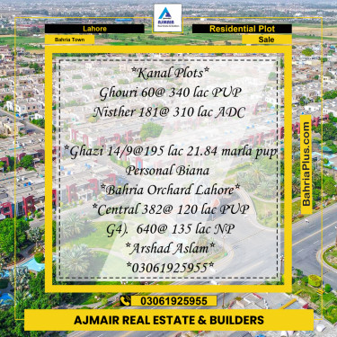 Residential Plot for Sale in Bahria Town, Lahore - (BP-195188)