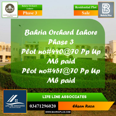 Residential Plot for Sale in Phase 3 -  Bahria Orchard, Lahore - (BP-195264)