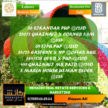 Residential Plot for Sale in Bahria Town, Lahore - (BP-195280)