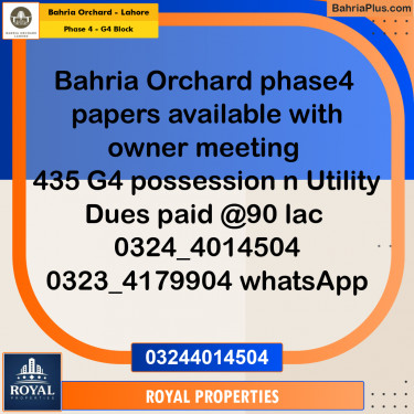 Residential Plot for Sale in Phase 4 - G4 Block -  Bahria Orchard, Lahore - (BP-195308)