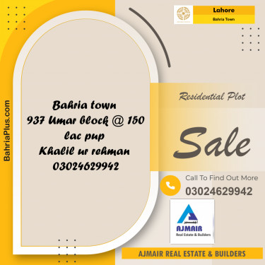 Residential Plot for Sale in Bahria Town, Lahore - (BP-195356)