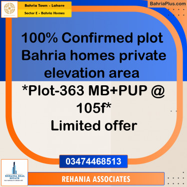 Residential Plot for Sale in Sector E - Bahria Homes -  Bahria Town, Lahore - (BP-195361)