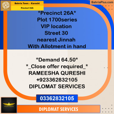 125 Sq. Yards Residential Plot for Sale in Precinct 26A -  Bahria Town, Karachi - (BP-195364)